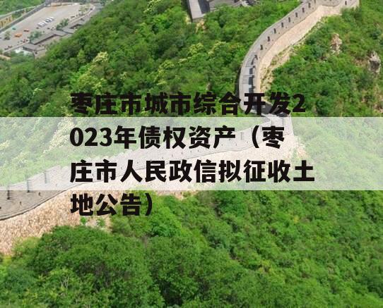 枣庄市城市综合开发2023年债权资产（枣庄市人民政信拟征收土地公告）