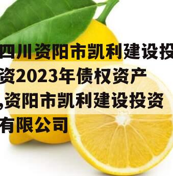 四川资阳市凯利建设投资2023年债权资产,资阳市凯利建设投资有限公司