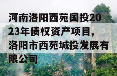 河南洛阳西苑国投2023年债权资产项目,洛阳市西苑城投发展有限公司