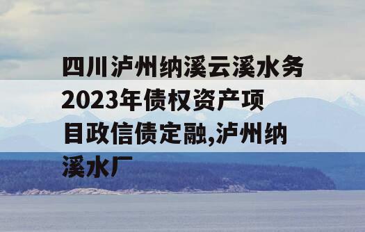 四川泸州纳溪云溪水务2023年债权资产项目政信债定融,泸州纳溪水厂