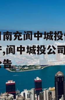 四川南充阆中城投债权资产,阆中城投公司拍卖公告