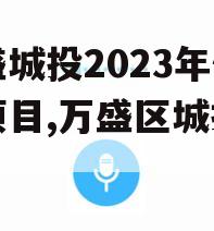 万盛城投2023年债权项目,万盛区城投集团