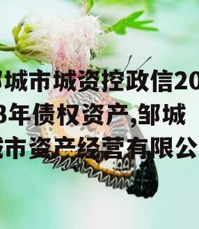 邹城市城资控政信2023年债权资产,邹城城市资产经营有限公司