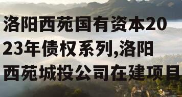 洛阳西苑国有资本2023年债权系列,洛阳西苑城投公司在建项目