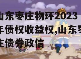 山东枣庄物环2023年债权收益权,山东枣庄债券政信