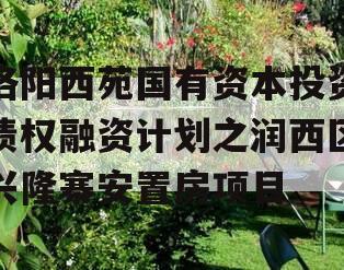 洛阳西苑国有资本投资债权融资计划之润西区兴隆寨安置房项目