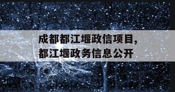 成都都江堰政信项目,都江堰政务信息公开