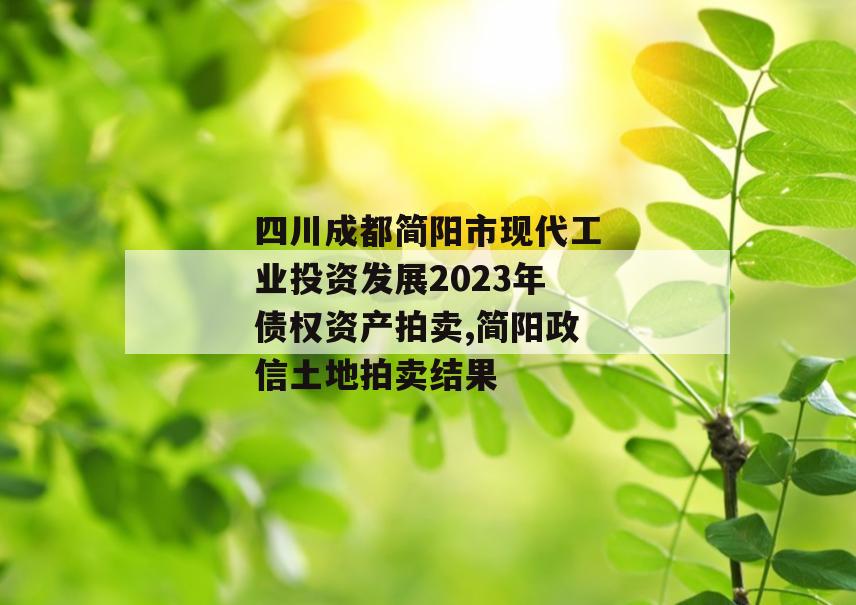 四川成都简阳市现代工业投资发展2023年债权资产拍卖,简阳政信土地拍卖结果