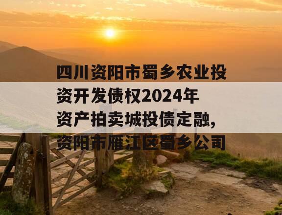 四川资阳市蜀乡农业投资开发债权2024年资产拍卖城投债定融,资阳市雁江区蜀乡公司