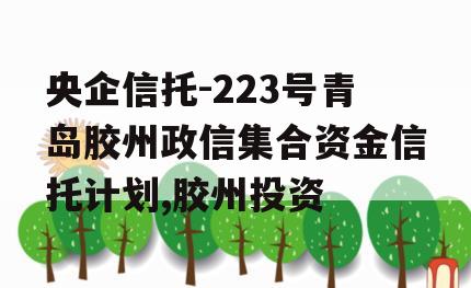 央企信托-223号青岛胶州政信集合资金信托计划,胶州投资