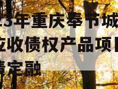 2023年重庆奉节城投应收债权产品项目城投债定融