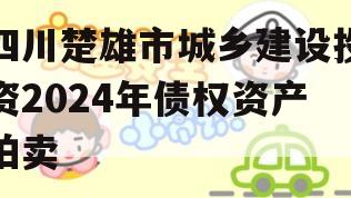 四川楚雄市城乡建设投资2024年债权资产拍卖