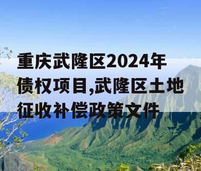 重庆武隆区2024年债权项目,武隆区土地征收补偿政策文件