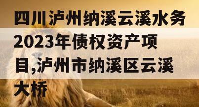 四川泸州纳溪云溪水务2023年债权资产项目,泸州市纳溪区云溪大桥