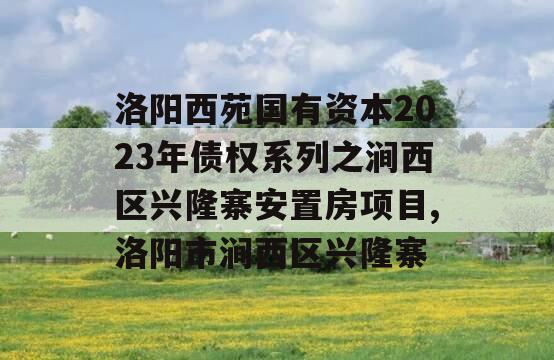 洛阳西苑国有资本2023年债权系列之涧西区兴隆寨安置房项目,洛阳市涧西区兴隆寨