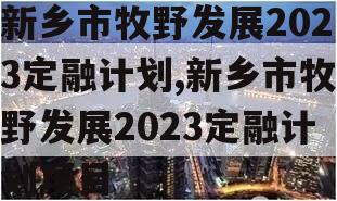 新乡市牧野发展2023定融计划,新乡市牧野发展2023定融计划项目