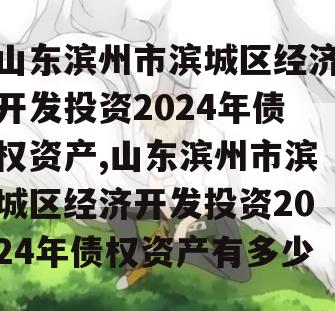 山东滨州市滨城区经济开发投资2024年债权资产,山东滨州市滨城区经济开发投资2024年债权资产有多少