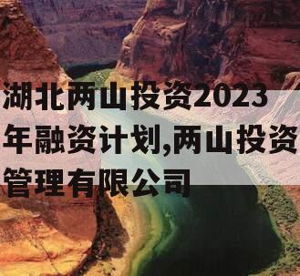 湖北两山投资2023年融资计划,两山投资管理有限公司