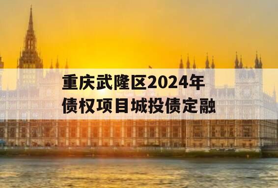 重庆武隆区2024年债权项目城投债定融