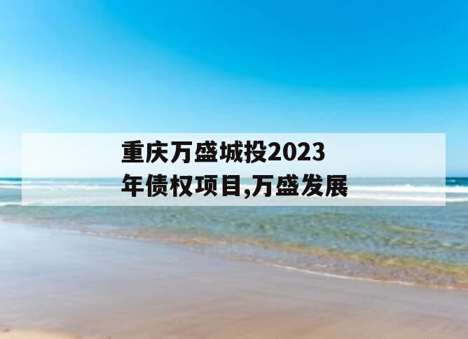 重庆万盛城投2023年债权项目,万盛发展