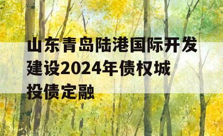 山东青岛陆港国际开发建设2024年债权城投债定融