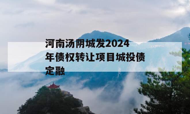 河南汤阴城发2024年债权转让项目城投债定融