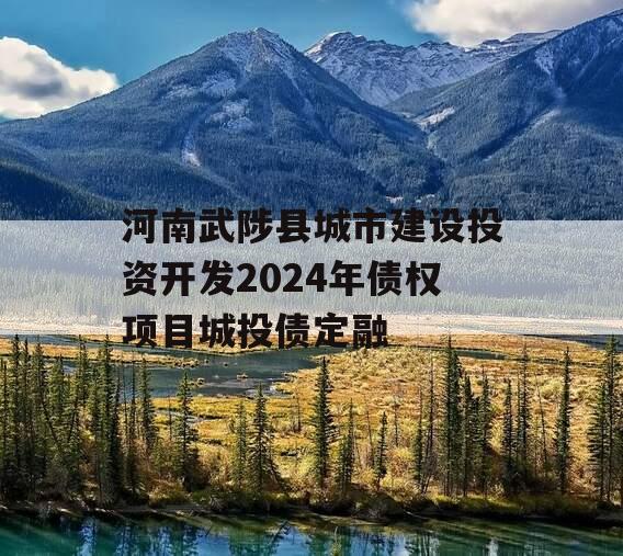 河南武陟县城市建设投资开发2024年债权项目城投债定融