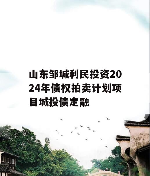 山东邹城利民投资2024年债权拍卖计划项目城投债定融