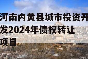 河南内黄县城市投资开发2024年债权转让项目