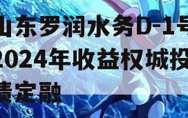 山东罗润水务D-1号2024年收益权城投债定融