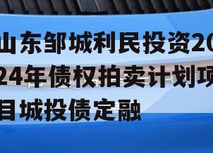 山东邹城利民投资2024年债权拍卖计划项目城投债定融