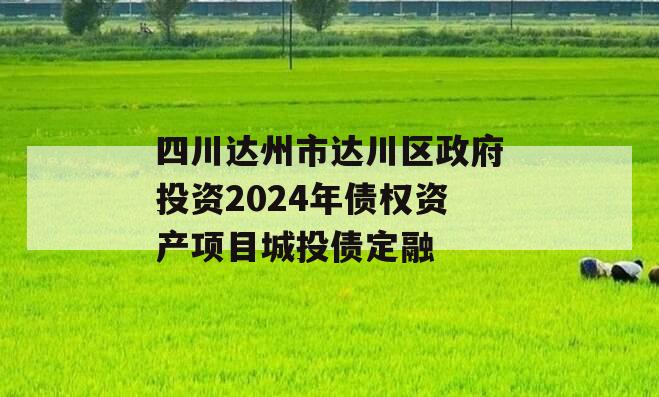 四川达州市达川区政府投资2024年债权资产项目城投债定融