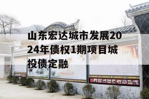 山东宏达城市发展2024年债权1期项目城投债定融